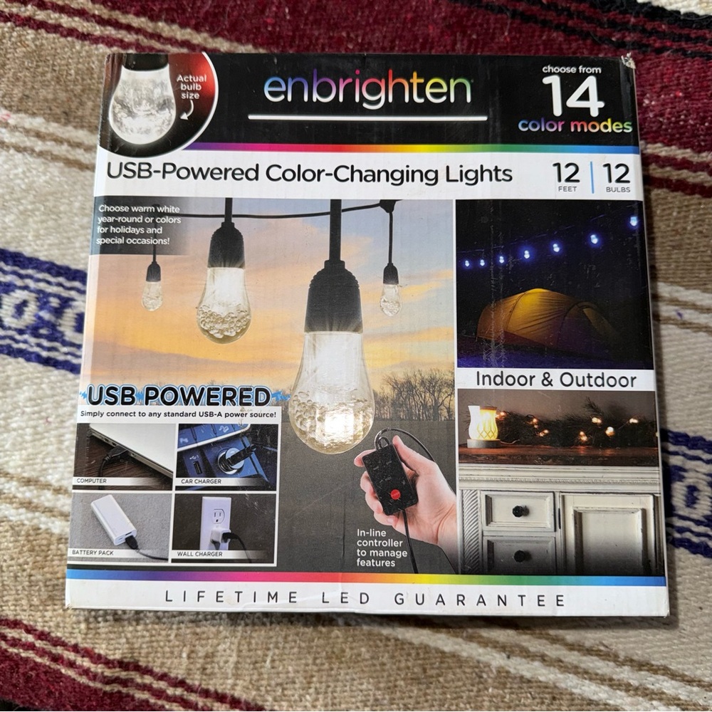 USB-Powered Color-Changing Lights - Black